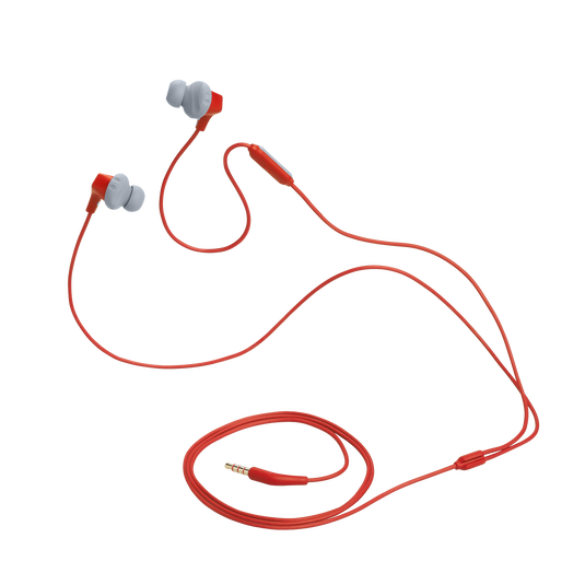 JBL Endurance Run 2 Wired - Coral Orange - Waterproof Wired Sports In-Ear Headphones - Detailshot 3 image number null